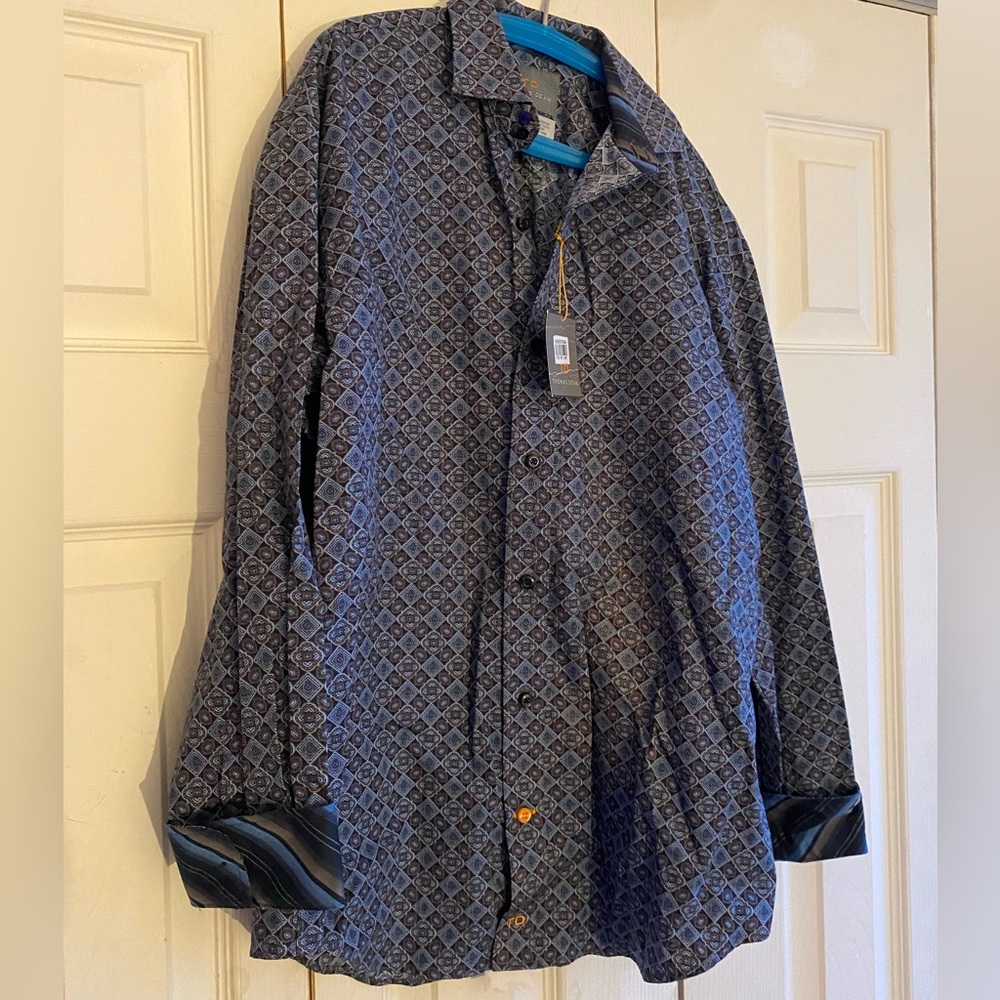 NWT Boys Thomas Dean Navy Dress Shirt. Size 14/16
